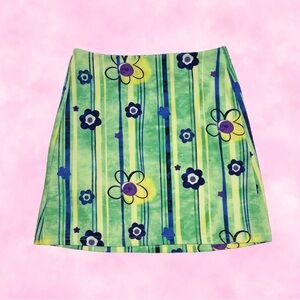 Groovy Striped Floral Mini Skirt